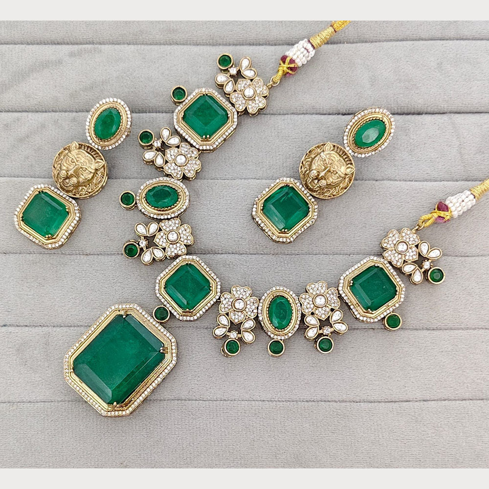 Rajwadi Collection Royal Pota Stone Statement Necklace Set