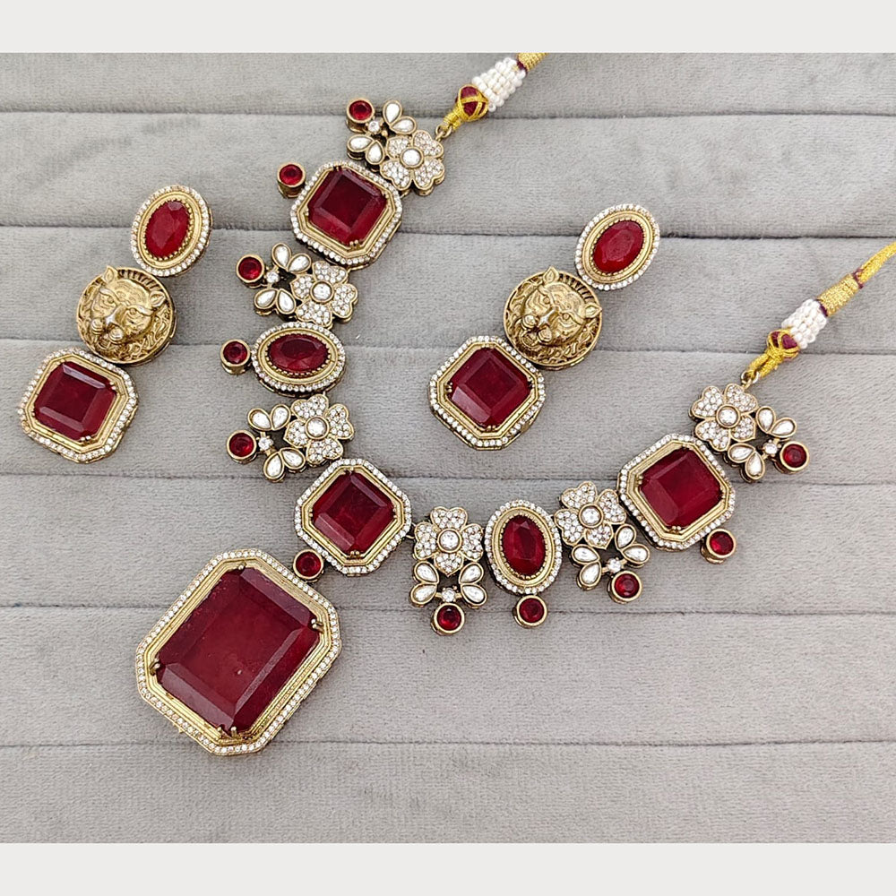 Rajwadi Collection Royal Pota Stone Statement Necklace Set