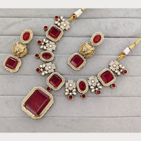 Rajwadi Collection Royal Pota Stone Statement Necklace Set
