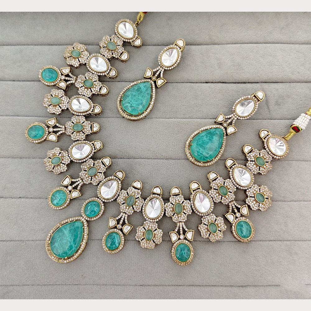 Rajwadi Collection Royal Pota Stone Statement Necklace Set