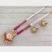 Rajwadi Collection Royal Pota Stone And Pearl Statement Long Necklace Set
