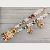 Rajwadi Collection Royal Pota Stone And Pearl Statement Long Necklace Set