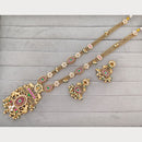 Rajwadi Collection Royal Pota Stone And Pearl Statement Long Necklace Set