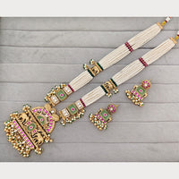 Rajwadi Collection Royal Pota Stone And Pearl Statement Long Necklace Set