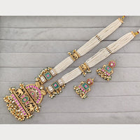 Rajwadi Collection Royal Pota Stone And Pearl Statement Long Necklace Set