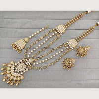Rajwadi Collection Royal Pota Stone And Pearl Statement Long Necklace Set