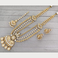Rajwadi Collection Royal Pota Stone And Pearl Statement Long Necklace Set