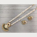Rajwadi Collection Royal Pota Stone And Pearl Meenakari Long Necklace Set