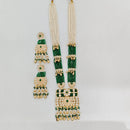 Rajwadi Collection Royal Pota Stone And Pearl Meenakari Long Necklace Set