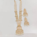 Rajwadi Collection Royal Pota Stone And Pearl Meenakari Long Necklace Set