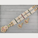 Rajwadi Collection Royal Pota Stone And Pearl Meenakari Long Necklace Set