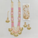 Rajwadi Collection Royal Pota Stone And Pearl Meenakari Long Necklace Set