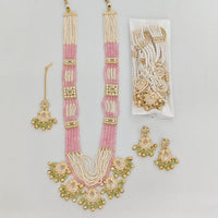 Rajwadi Collection Royal Pota Stone And Pearl Meenakari Long Necklace Set