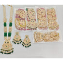 Rajwadi Collection Royal Pota Stone And Pearl Meenakari Long Necklace Set