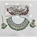 Rajwadi Collection Grand Crystal Stone And Pearl Necklace Set