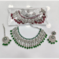 Rajwadi Collection Grand Crystal Stone And Pearl Necklace Set