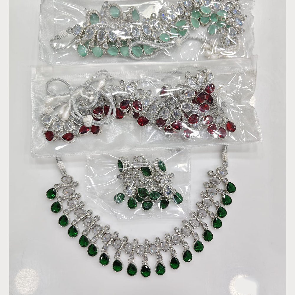 Rajwadi Collection Grand Crystal Stone And Pearl Necklace Set