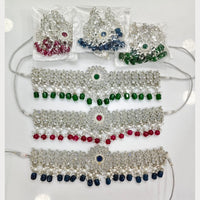 Rajwadi Collection Grand Crystal Stone And Beads Choker Necklace Set