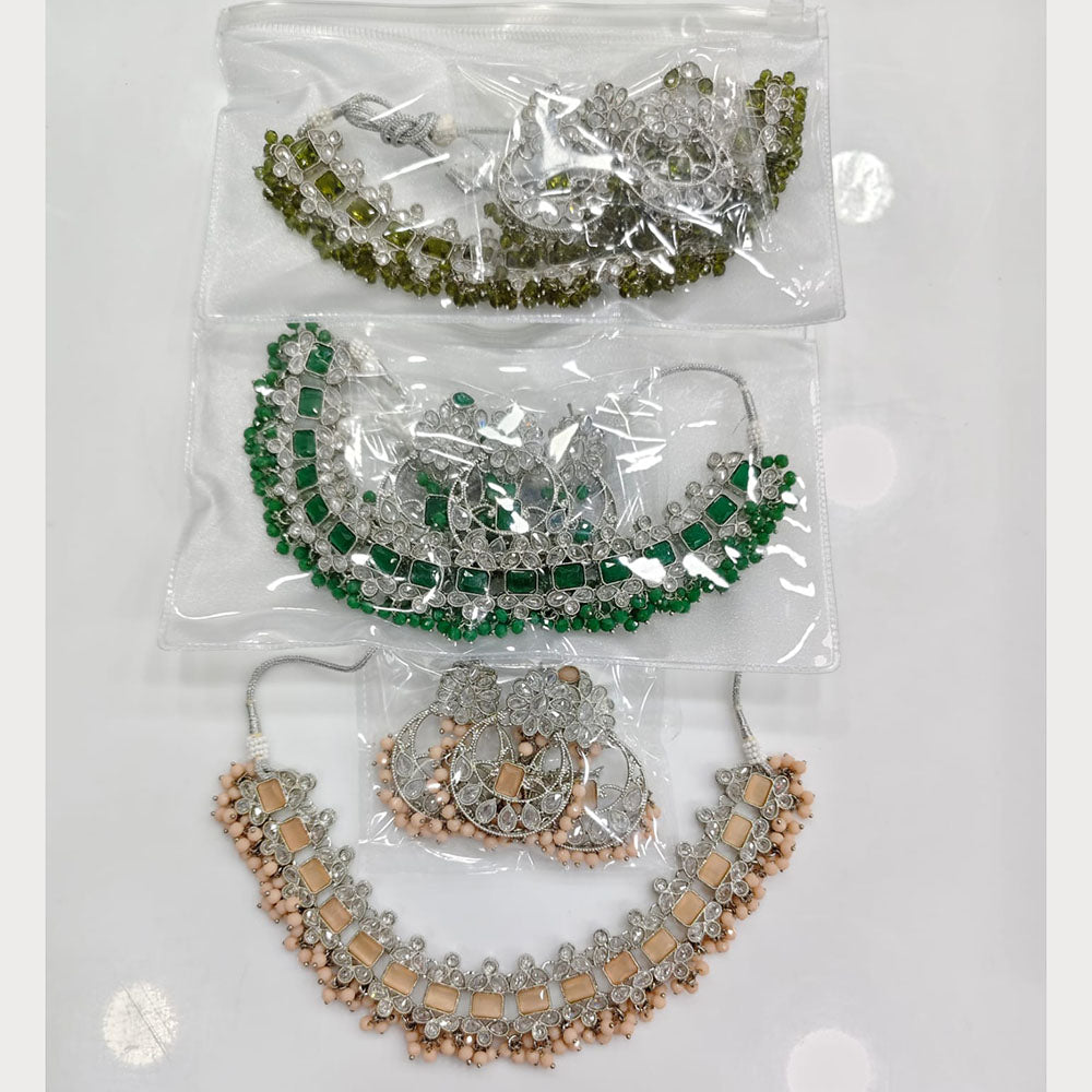 Rajwadi Collection Grand Crystal Stone And Pearl Necklace Set