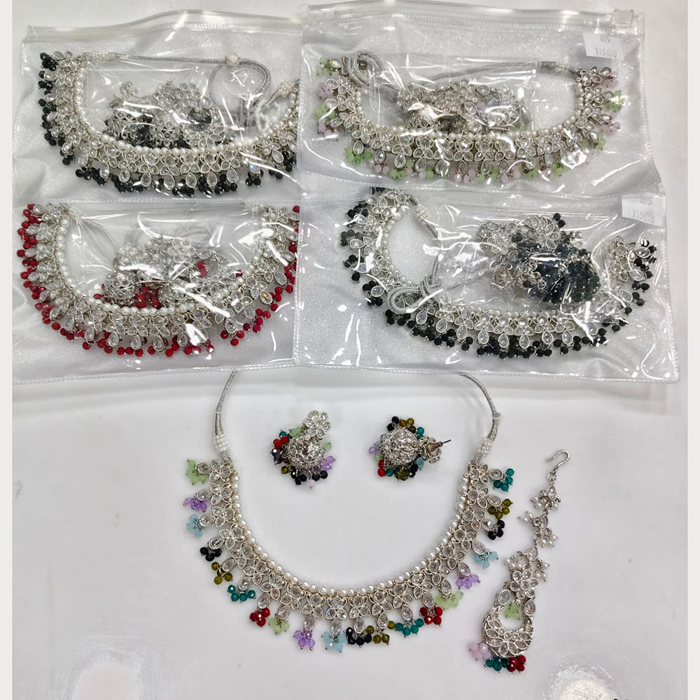 Rajwadi Collection Grand Crystal Stone And Pearl Necklace Set