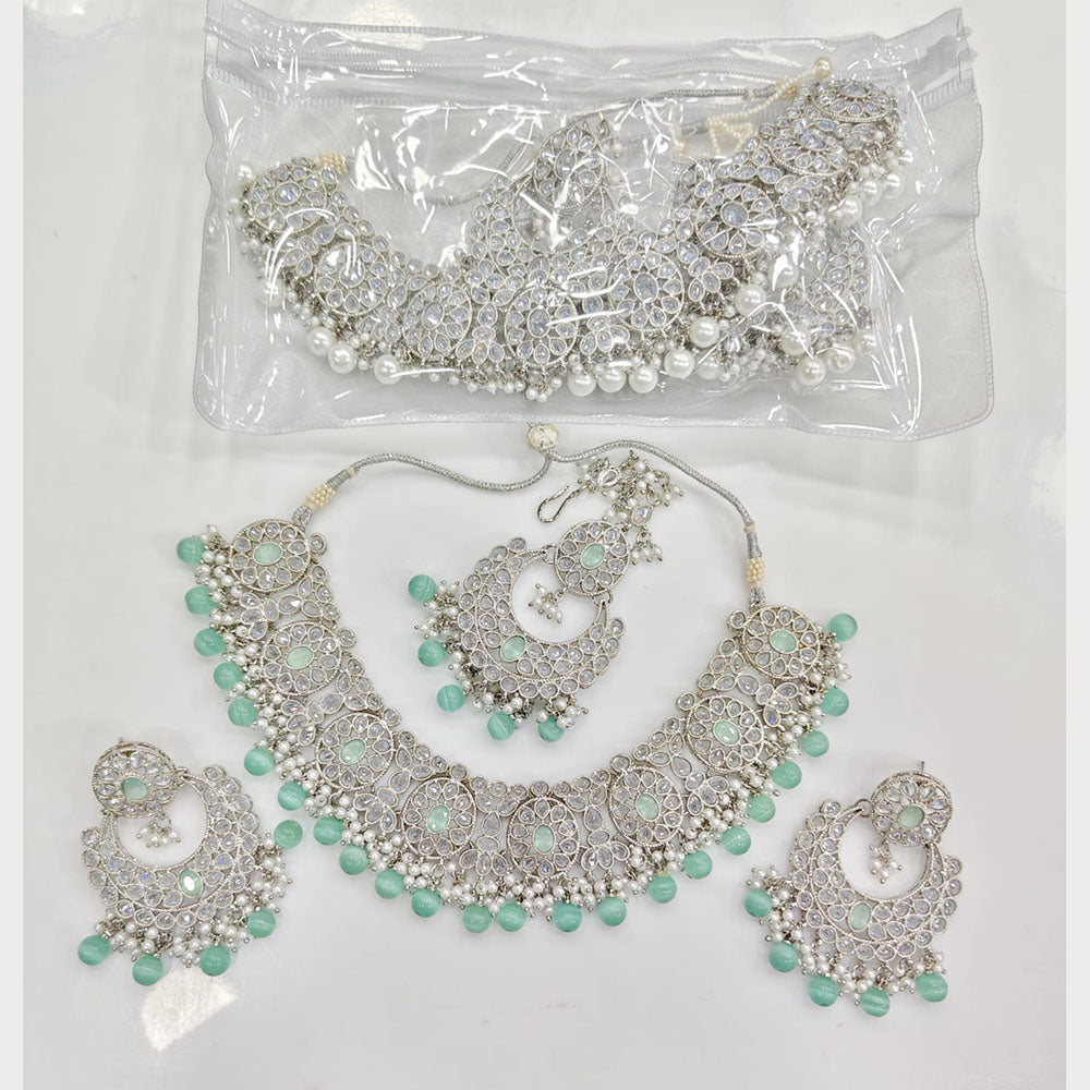 Rajwadi Collection Grand Crystal Stone And Beads Necklace Set