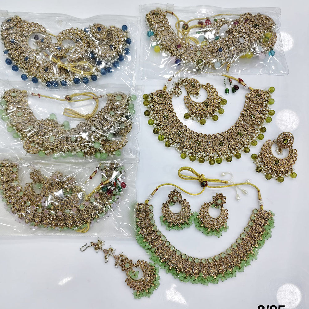 Rajwadi Collection Grand Crystal Stone And Pearl Necklace Set