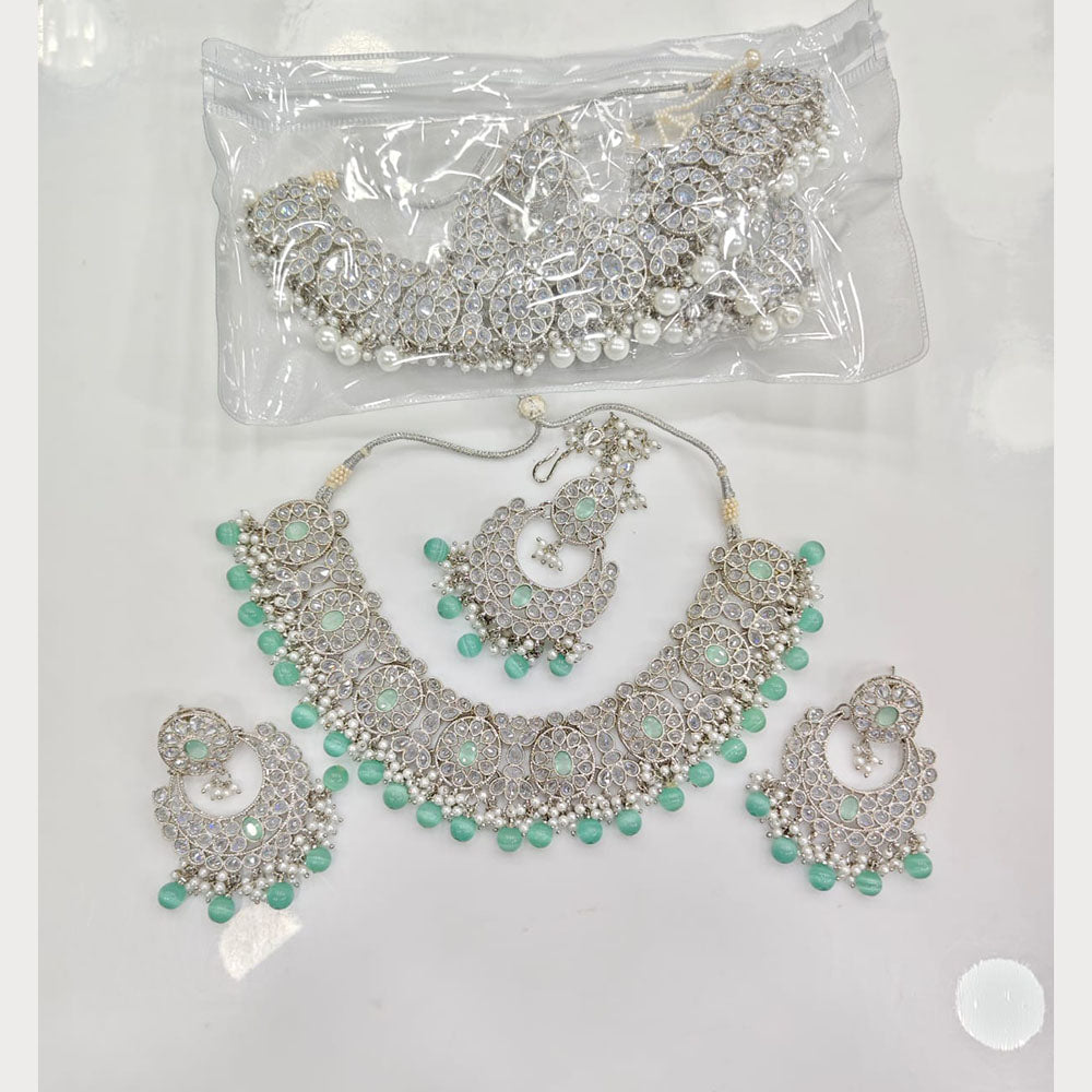 Rajwadi Collection Grand Crystal Stone And Beads Necklace Set