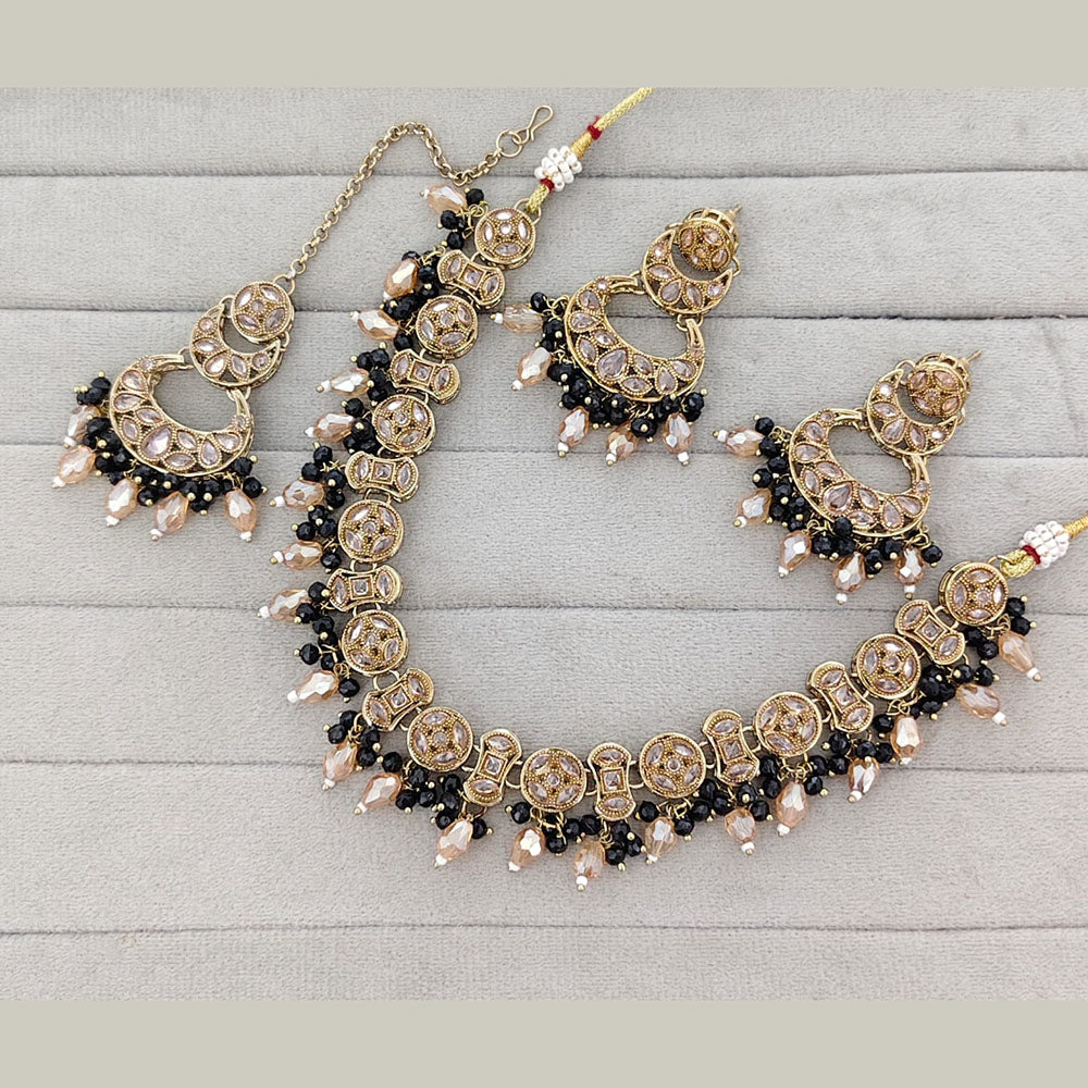 Rajwadi Collection Grand Crystal Stone And Pearl Necklace Set