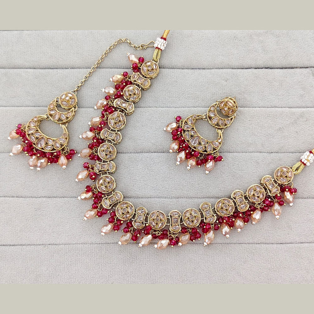 Rajwadi Collection Grand Crystal Stone And Pearl Necklace Set