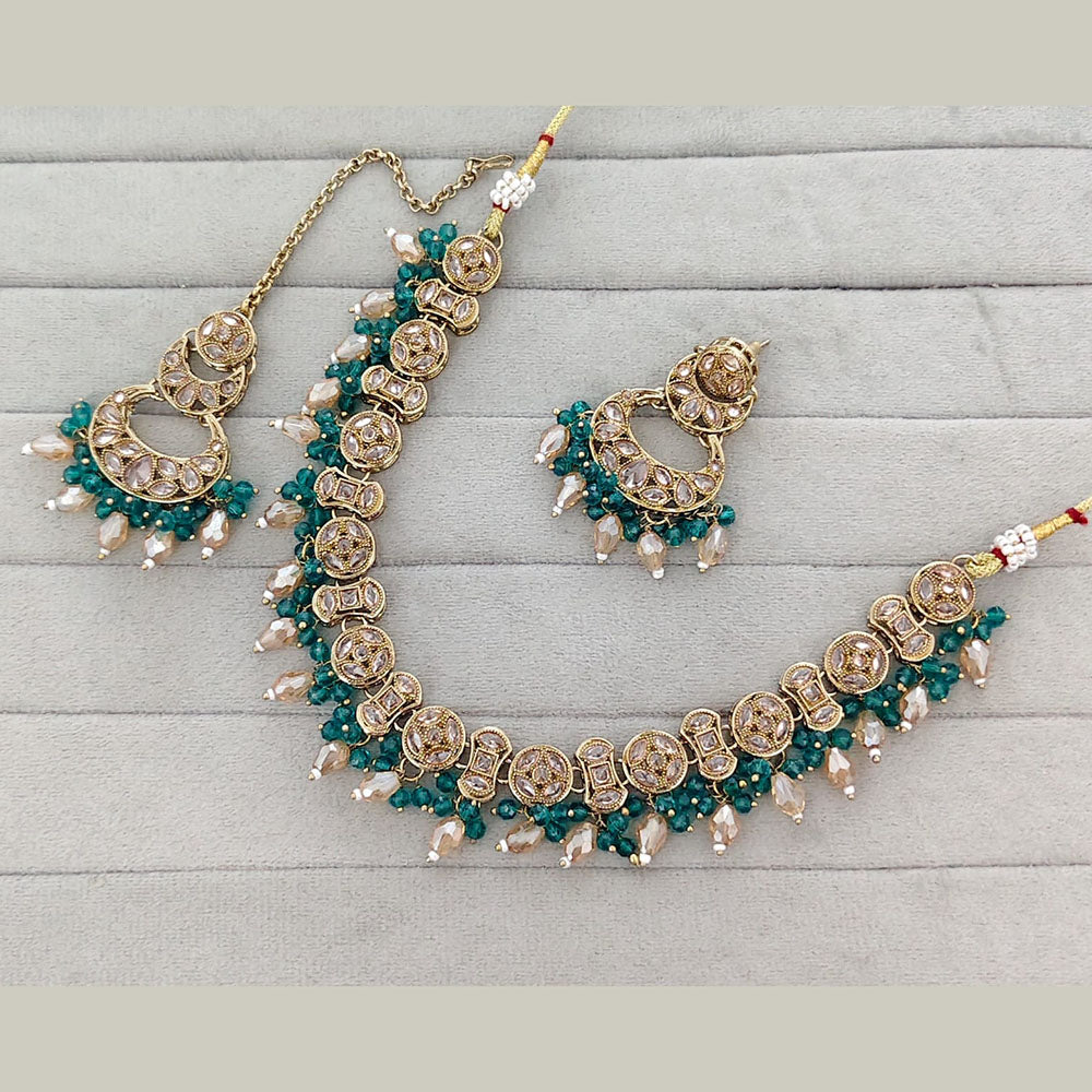 Rajwadi Collection Grand Crystal Stone And Pearl Necklace Set