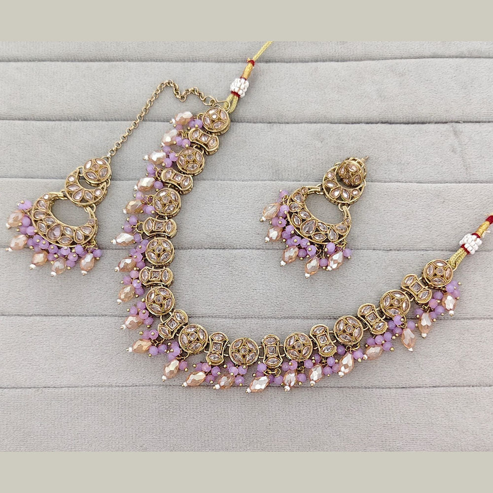 Rajwadi Collection Grand Crystal Stone And Pearl Necklace Set
