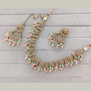 Rajwadi Collection Grand Crystal Stone And Pearl Necklace Set