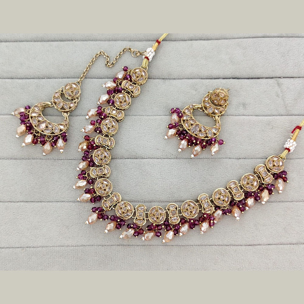 Rajwadi Collection Grand Crystal Stone And Pearl Necklace Set