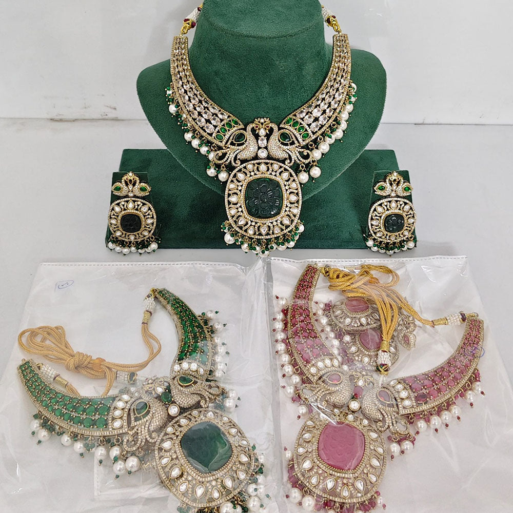 Rajwadi Collection Heritage Polki Kundan Stone And Beads Necklace Set