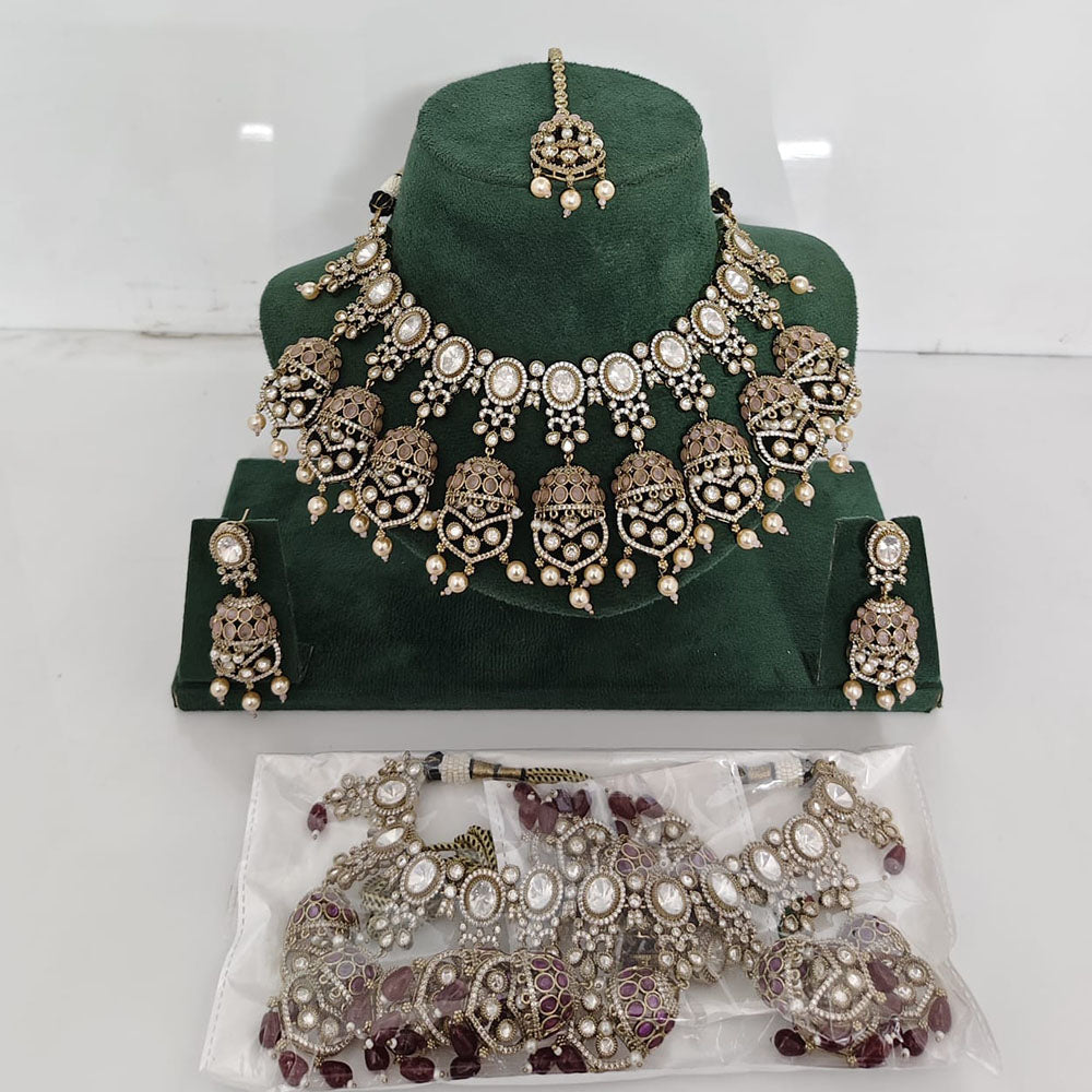 Rajwadi Collection Heritage Polki Kundan Stone And Beads Necklace Set