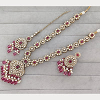 Rajwadi Collection Designer Pota Stone And Beads Long Necklace Set
