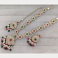 Rajwadi Collection Designer Pota Stone And Beads Long Necklace Set