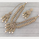 Rajwadi Collection Glam Crystal Stone Beads And Pearl Traditional Necklace Set