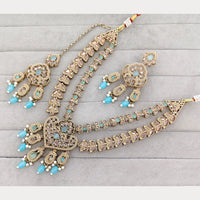 Rajwadi Collection Glam Crystal Stone Beads And Pearl Traditional Necklace Set