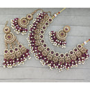 Rajwadi Collection Glam Crystal Stone And Pearl Traditional Necklace Set