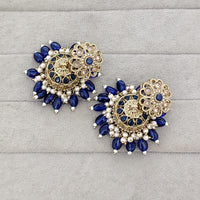 Rajwadi Collection Royal Crystal Stone Pearl And Beads Jhumki Earrings
