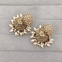 Rajwadi Collection Royal Crystal Stone Pearl And Beads Jhumki Earrings