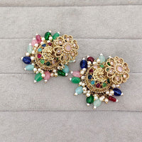 Rajwadi Collection Royal Crystal Stone Pearl And Beads Jhumki Earrings