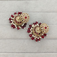 Rajwadi Collection Royal Crystal Stone Pearl And Beads Jhumki Earrings