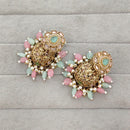 Rajwadi Collection Royal Crystal Stone Pearl And Beads Jhumki Earrings