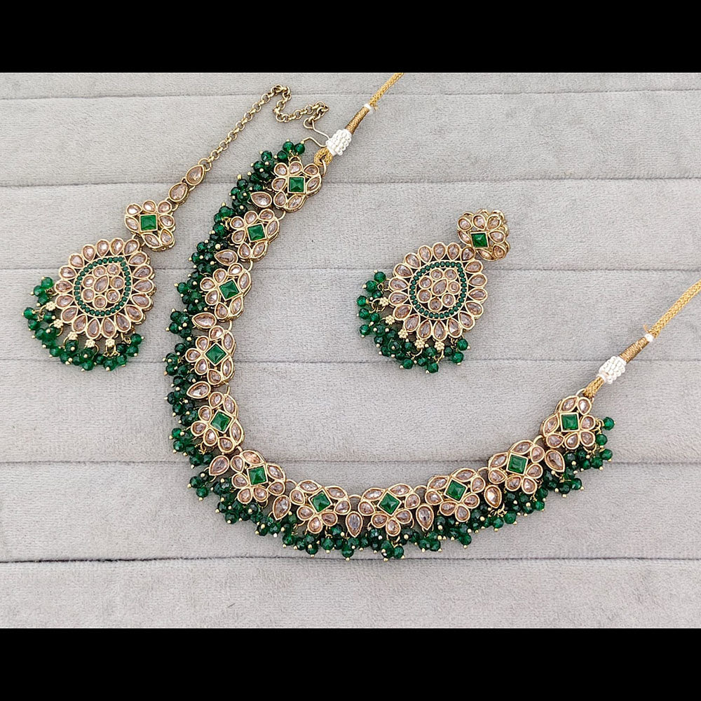 Rajwadi Collection Crystal Stone And Pearl Necklace Set