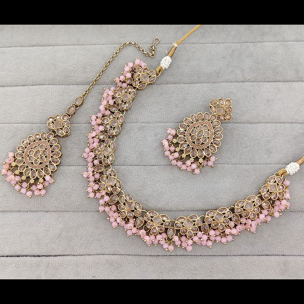 Rajwadi Collection Crystal Stone And Pearl Necklace Set