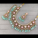 Rajwadi Collection Graceful Pota Stone And Pearl Necklace Set With Earrings