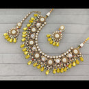Rajwadi Collection Graceful Pota Stone And Pearl Necklace Set With Earrings