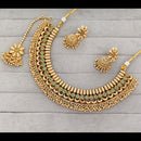 Rajwadi Collection Graceful Pota Stone And Pearl Necklace Set With Earrings